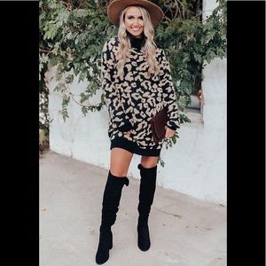 Black Suede Knee high wedge boots